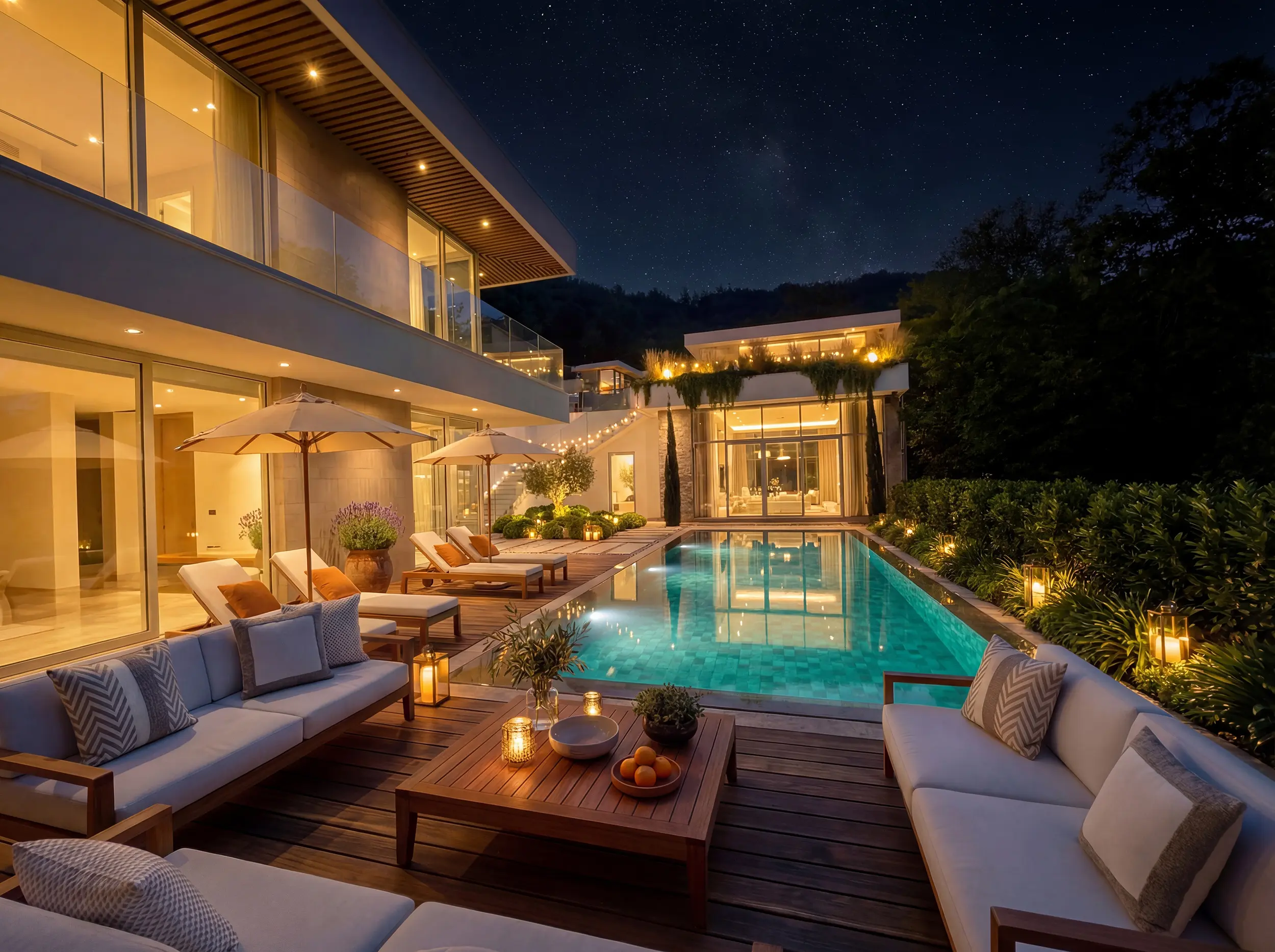 Ночной вид приватной террасы